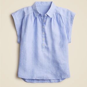 NWT J.Crew New Capitaine shirt in Baird McNutt Irish linen French Blue XXL